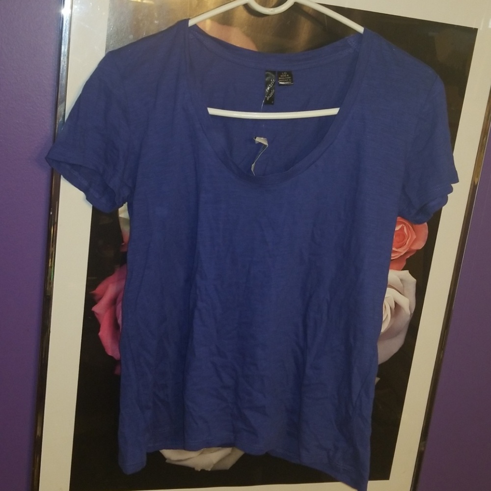 Razzle Dazzle Crop Scoop Neck Tee L NEW